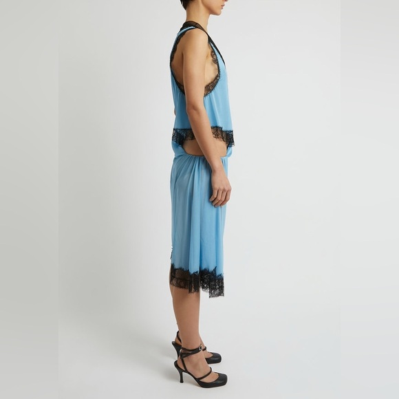 NWT Christopher Esber Tucked Negligee Slip Dress Cutout Tucked Chiffon Blue 10 - Picture 5 of 15